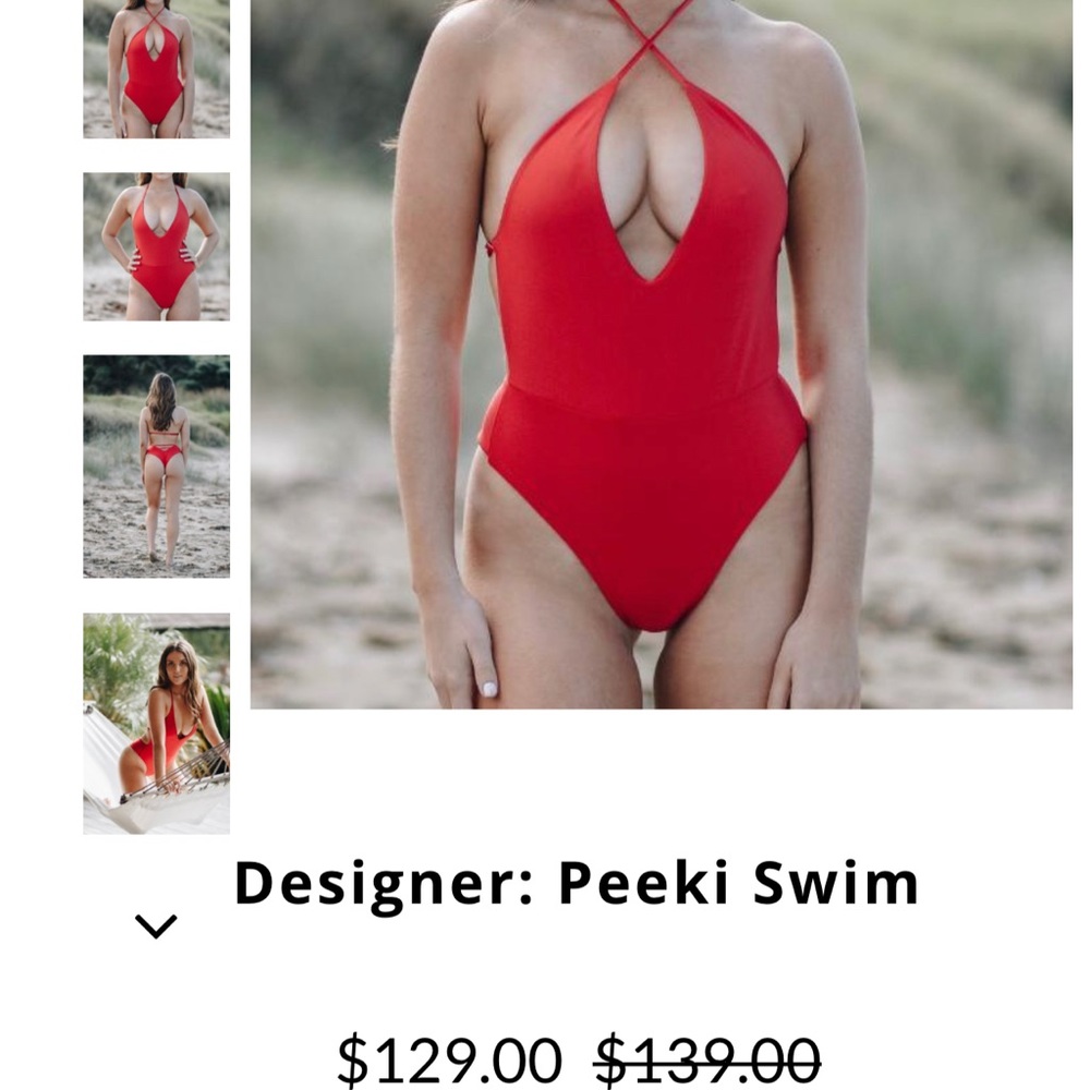 Red one piece bikini